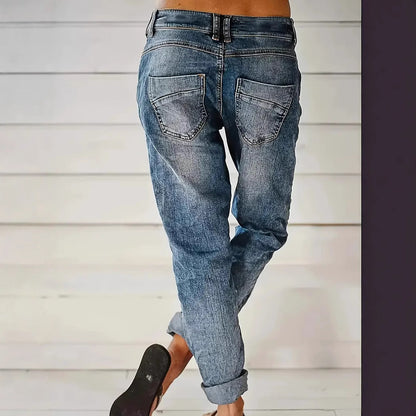 Women's Relaxed Casual Versatile Slimming Jeans - High Waist Denim Pants