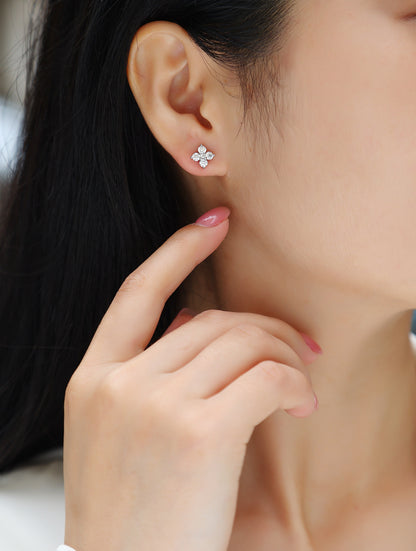 Moissanite Sweetheart Stud Earrings - S925 Silver Platinum Plated French Set