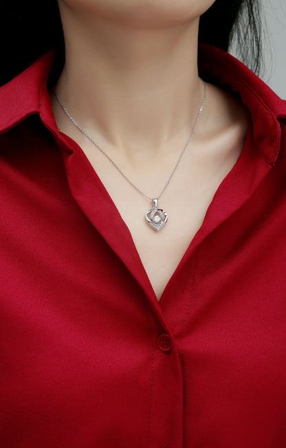 Moissanite Heart Necklace Pendant - 0.5 Carat S925 Silver Platinum-Plated with GRA Certificate