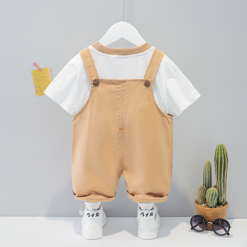 Baby Summer Cotton Overalls Set - Short Sleeve Top with Adjustable Straps