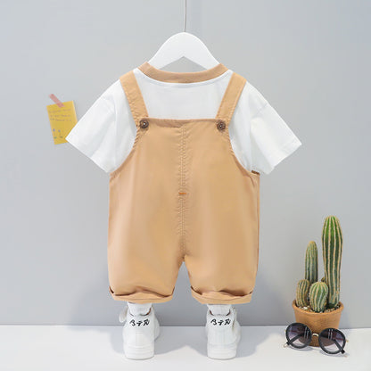 Baby Summer Cotton Overalls Set - Short Sleeve Top with Adjustable Straps