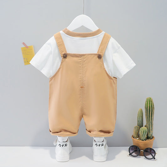 Baby Summer Cotton Overalls Set - Short Sleeve Top with Adjustable Straps