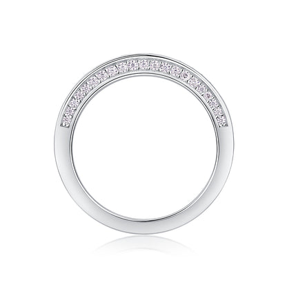 Delicate Moissanite Sterling Silver Ring - Platinum Plated Wedding Band