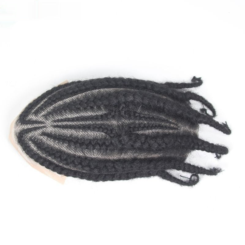 Men's Hand-Woven African Braid Wig - Real Human Hair Hairpiece