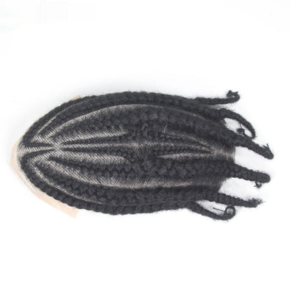 Men's Hand-Woven African Braid Wig - Real Human Hair Hairpiece