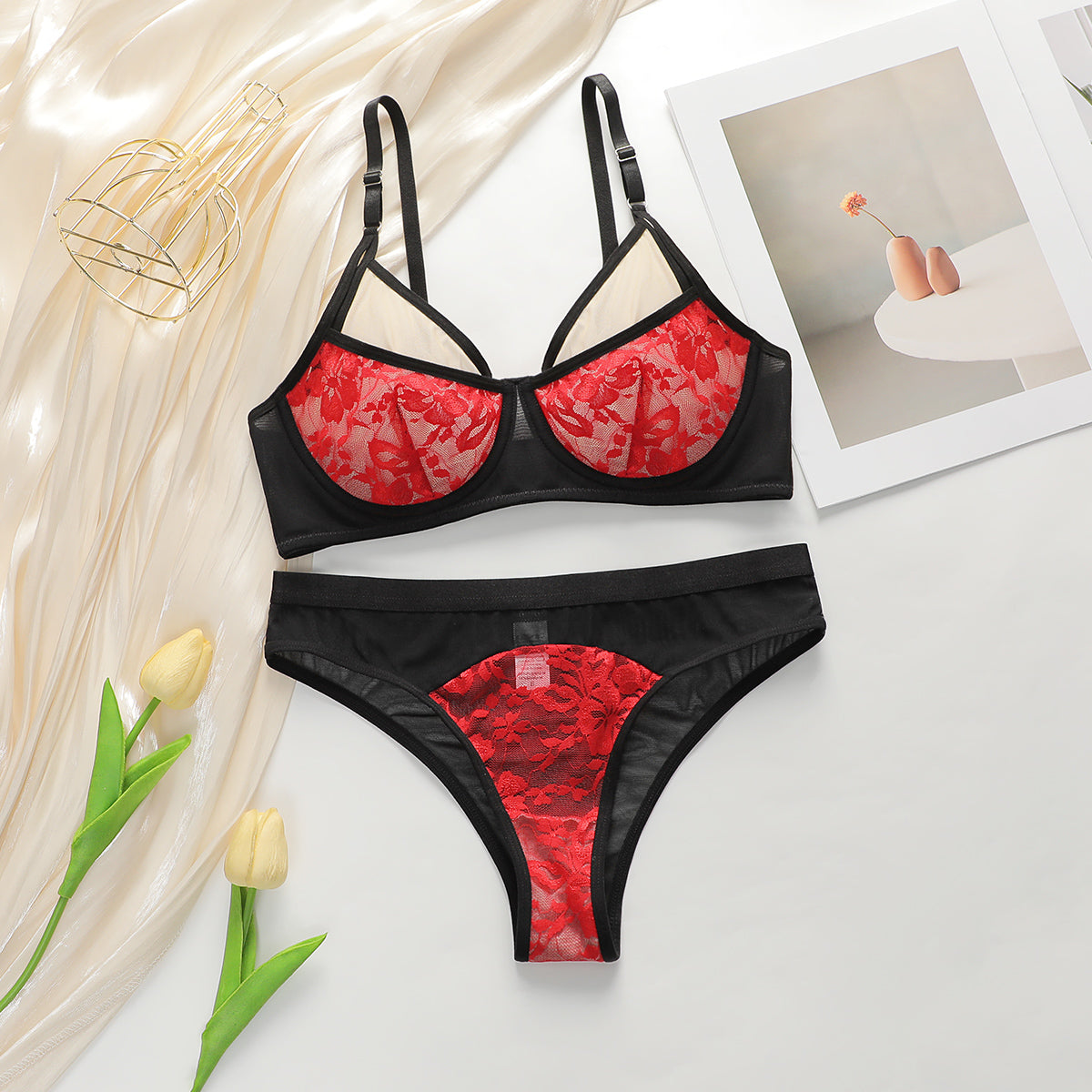 Women's Push-Up Bra and Panty Set - Thin Cup Supportive Lingerie
