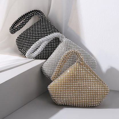 Elegant Rhinestone Evening Clutch - Dumpling Style Party Bag
