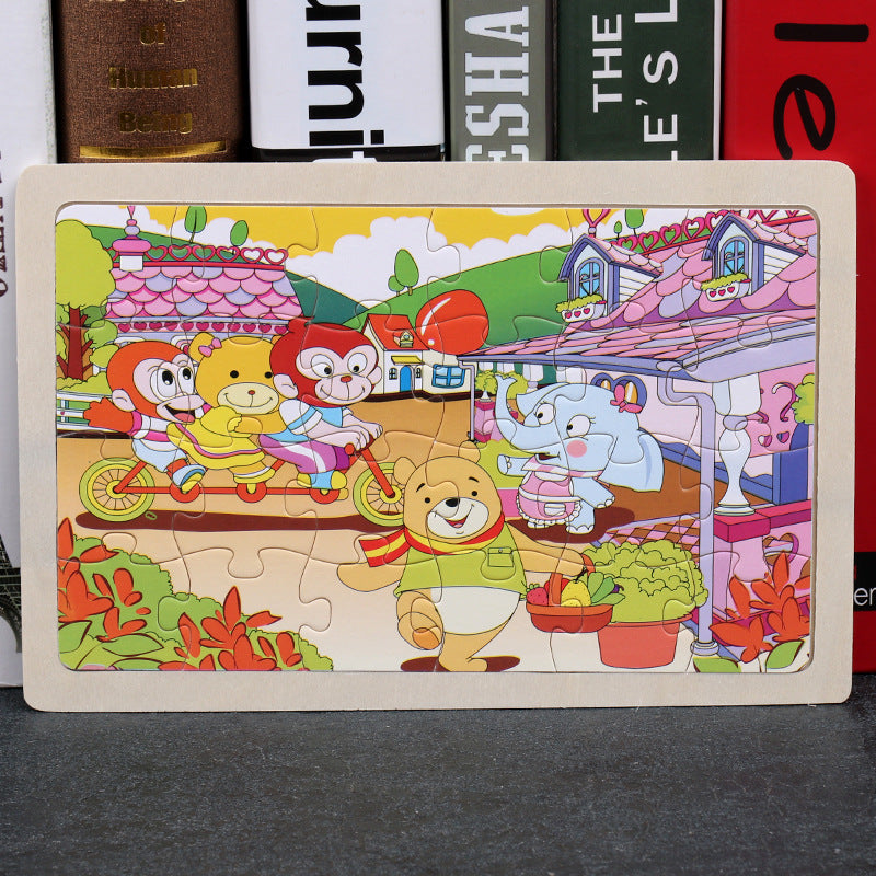 Kids Wooden Jigsaw Puzzle Toy - Educational Animal & Theme Designs for Ages 3+