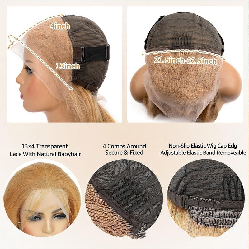 13x4 Lace Front Human Hair Wig - Color 27 Honey Blonde