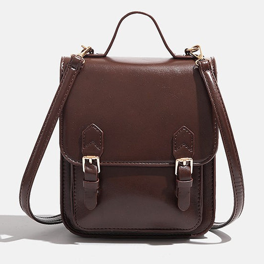 Retro British-Style Backpack with Flap Closure - PU Leather Casual Bag