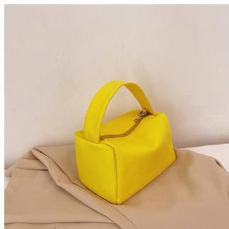 PU Leather Chain Handbag - Solid Color Horizontal Square Bag