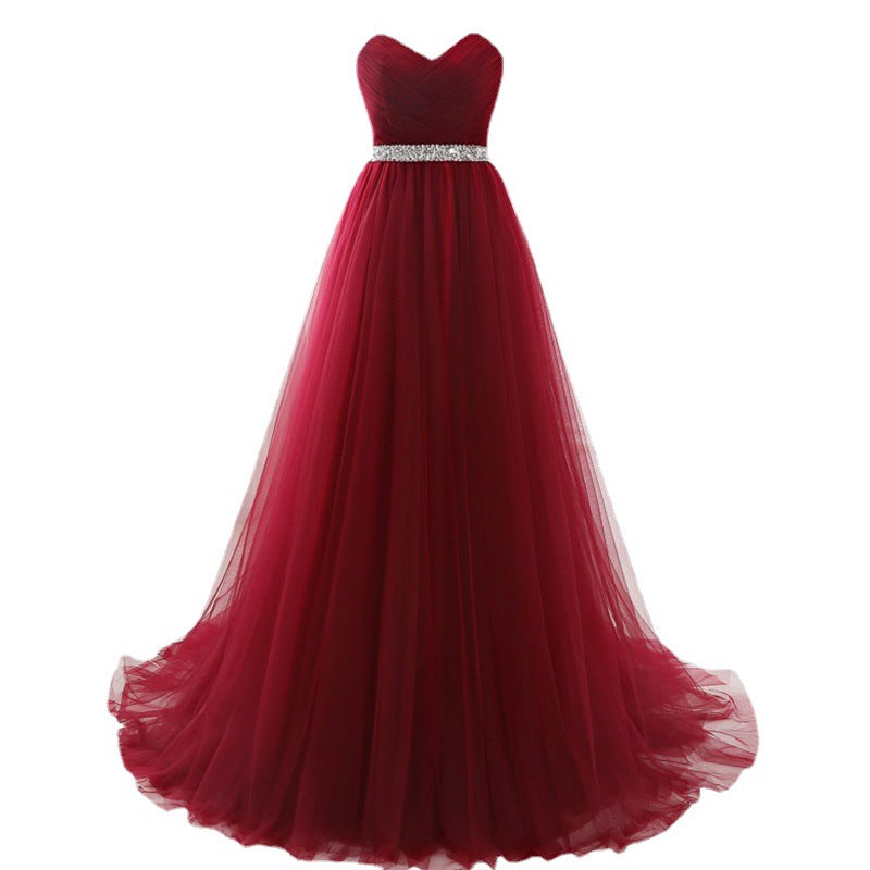 Wedding Bride Long Slim Evening Dress - A-Line Tube Top Sleeveless Gown with Straps