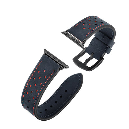Genuine Leather Apple Watch Band - Breathable Perforated Design