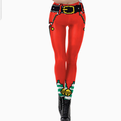 3D Printed High-Waist Yoga Leggings - Women's Full-Length Athletic Pants