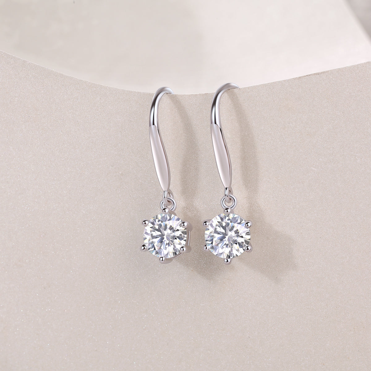 1 Carat Moissanite Stud Earrings - S925 Sterling Silver with Platinum Plating