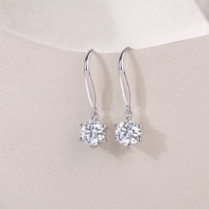 1 Carat Moissanite Stud Earrings - S925 Sterling Silver with Platinum Plating