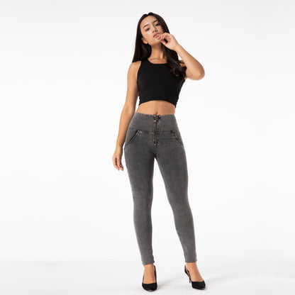 High-Waist Denim Yoga Pants - Hip-Lifting Peach Shape Leggings