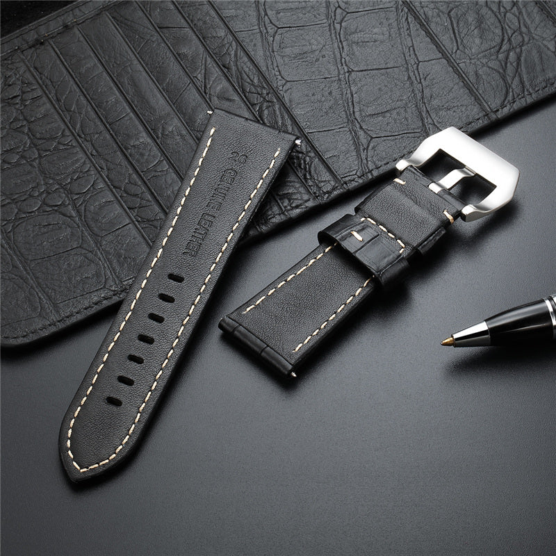 Premium Italian Leather Watch Strap with Quick Release - Bamboo Pattern