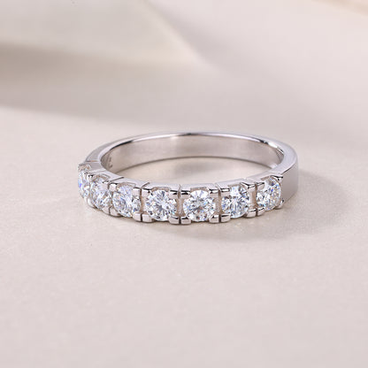 0.1 Carat Moissanite Sterling Silver Ring - Platinum Plated Wedding Band