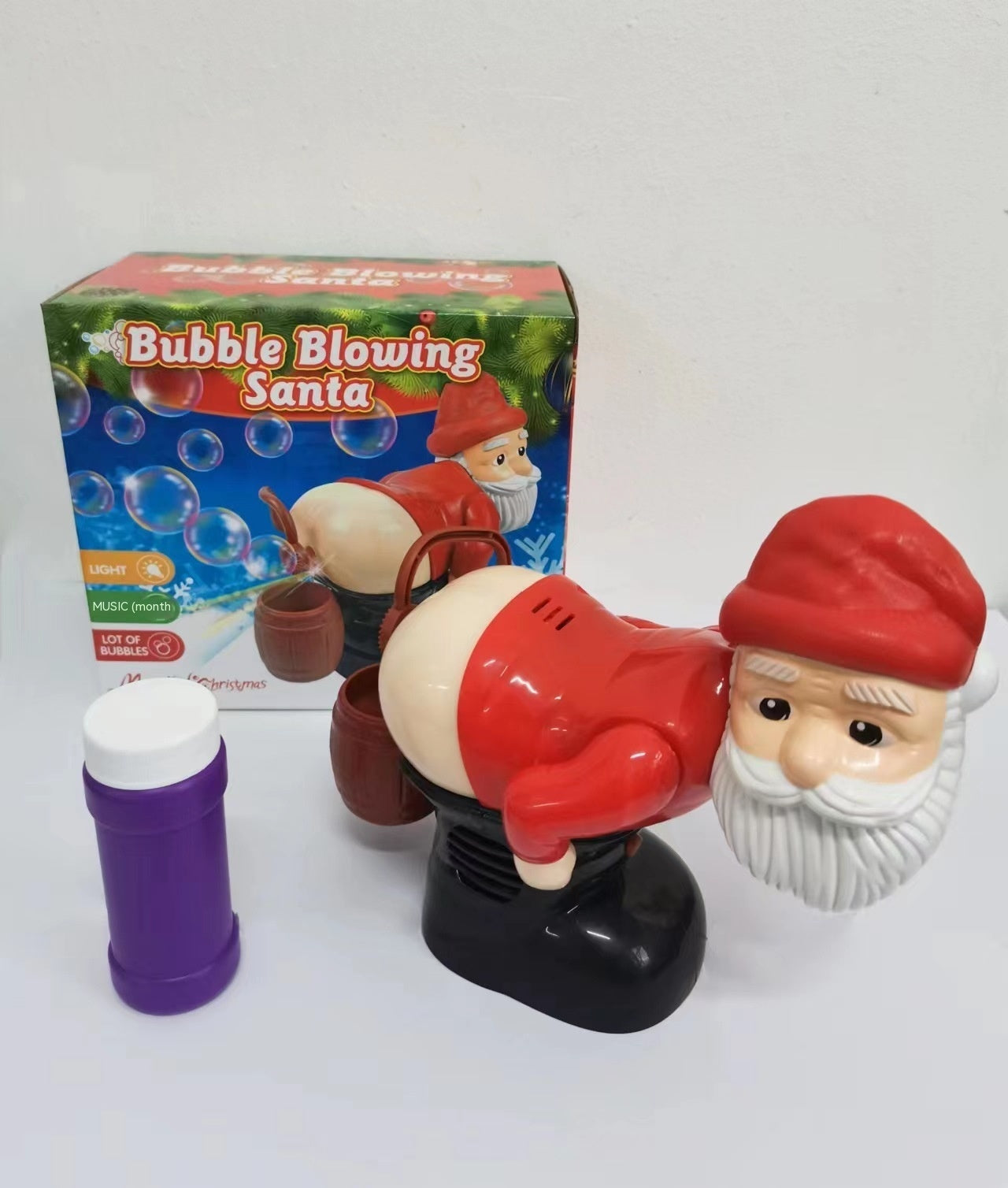 Santa Claus Bubble Machine - Electric with Music & Lights for Kids Christmas Fun
