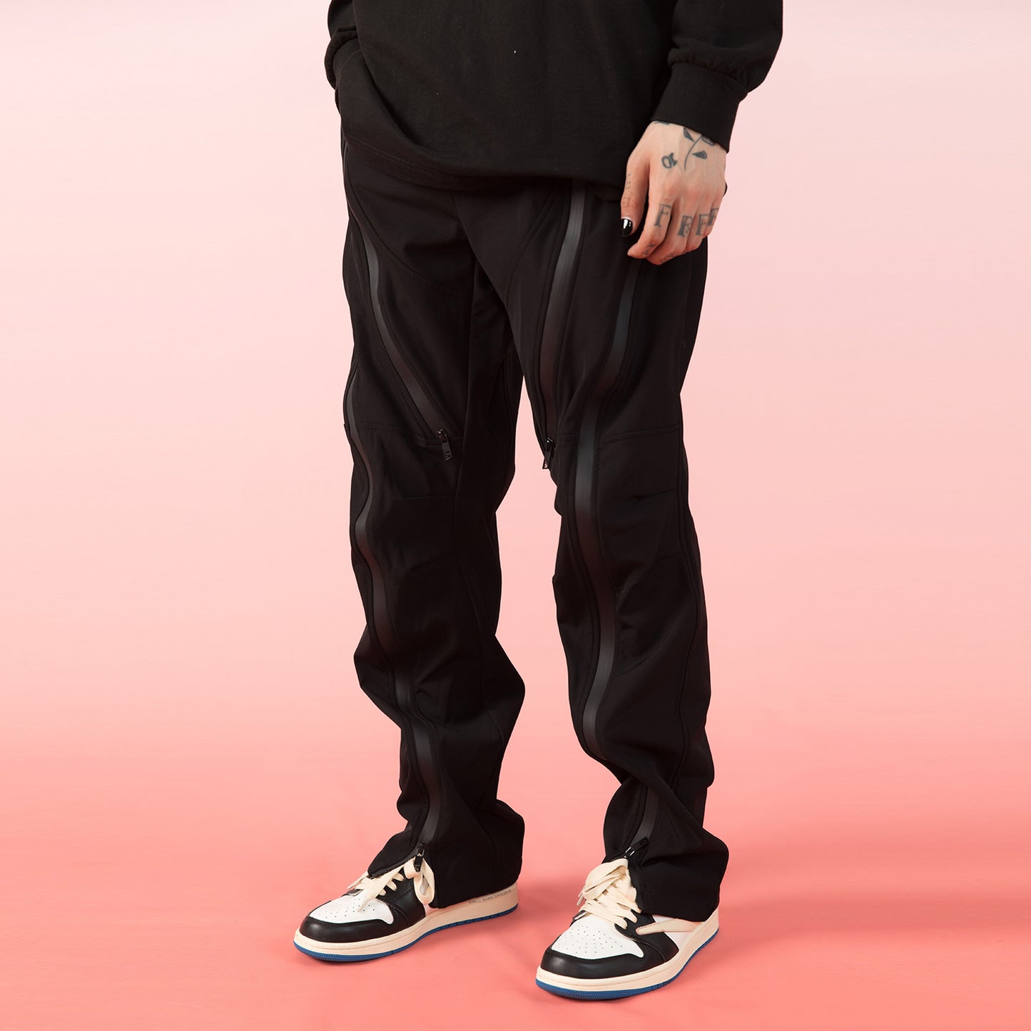 Men's Cotton Zipper Pants - Loose Straight Fit Hip Hop Style Trousers