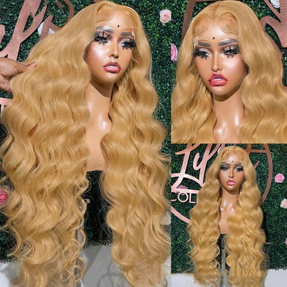 13x4 Lace Front Human Hair Wig - Color 27 Honey Blonde