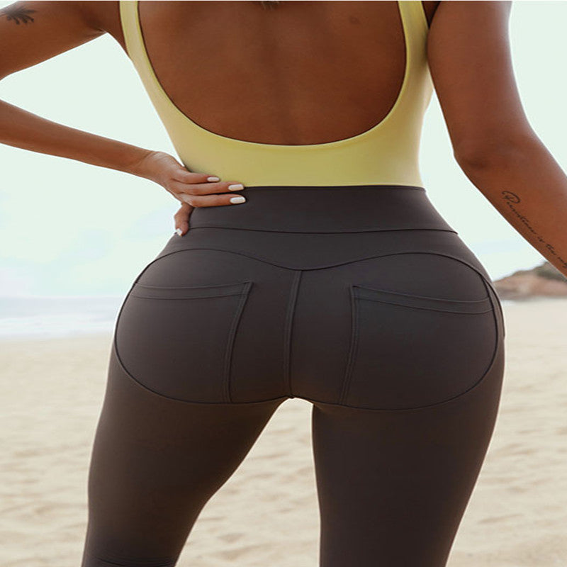 Women's Backless Yoga Romper with Suspenders - One-Piece Activewear Jumpsuit
