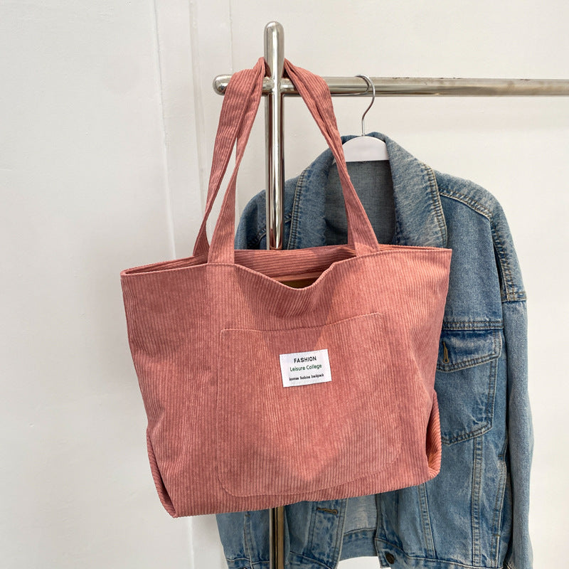 Retro Canvas Tote Handbag - European American Style with Letter Print Detail