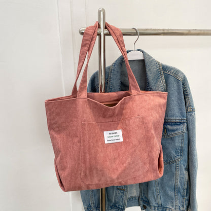 Retro Canvas Tote Handbag - European American Style with Letter Print Detail