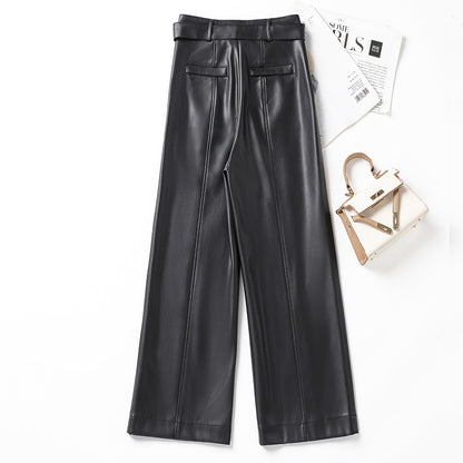 Women's High-Waisted Wide-Leg Faux Fur Pants - Extra Thick with Slight Stretch