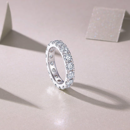 0.3 Carat Moissanite Sterling Silver Ring - Platinum Plated Wedding Band