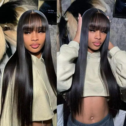 Natural Color Full Lace Human Hair Wig - Machine Made Construction
