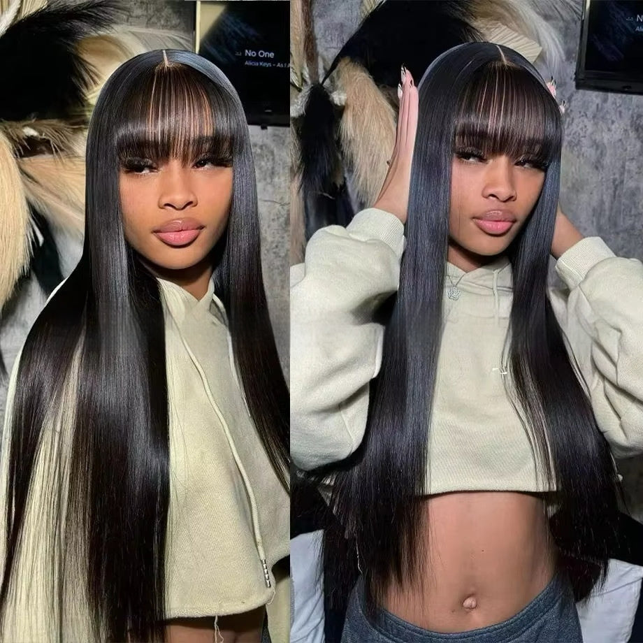 Natural Color Full Lace Human Hair Wig - Machine Made Construction