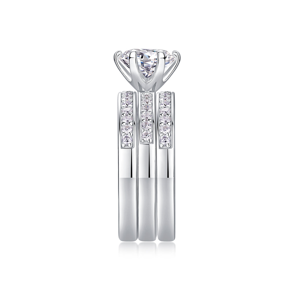 2-Carat Moissanite Sterling Silver Wedding Ring - Platinum Plated