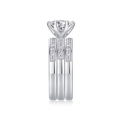 2-Carat Moissanite Sterling Silver Wedding Ring - Platinum Plated