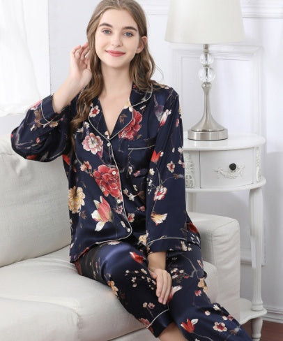 Luxe Silk Two-Piece Loungewear Set - Long-Sleeve Top & Pants