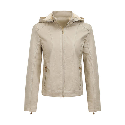 Women's Plush Hooded Winter Coat - Thickened Zipper Jacket with Pockets