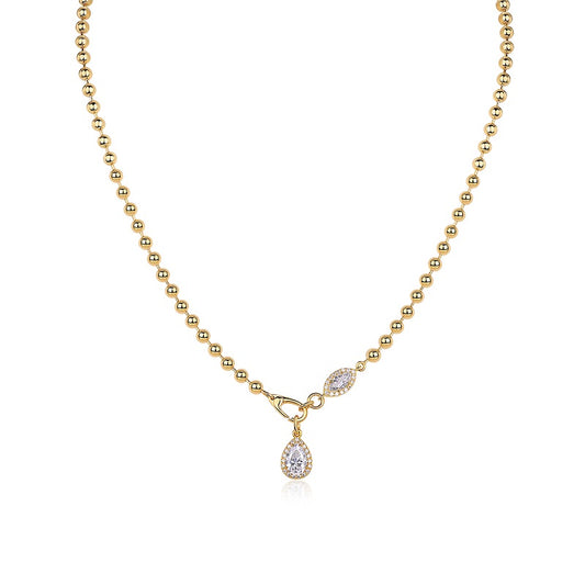 Pear-Shaped Moissanite Necklace Pendant - S925 Sterling Silver with Gold Plating