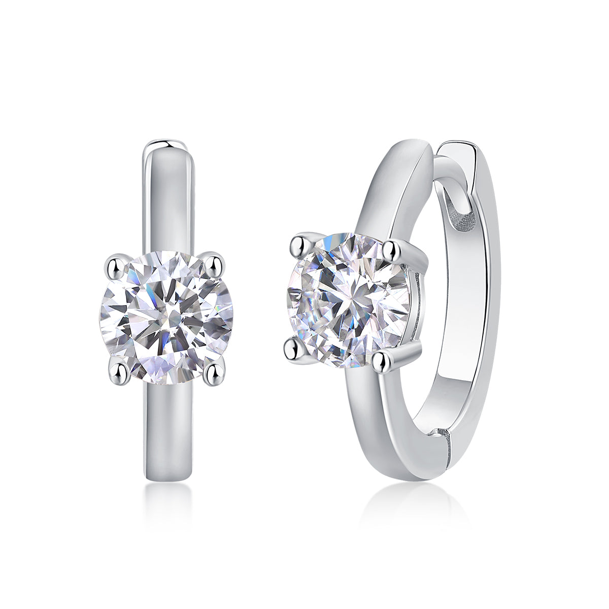 Moissanite Heart Stud Earrings - 0.5 Carat S925 Sterling Silver Platinum Plated