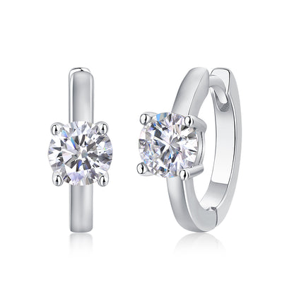 Moissanite Heart Stud Earrings - 0.5 Carat S925 Sterling Silver Platinum Plated