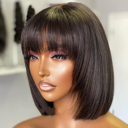 Bob's Human Hair Lace Wig - 10 Inch Natural Style Real Human Hair