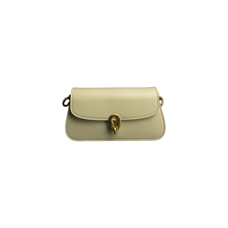 Cowhide Leather Baguette Underarm Bag - Women's Square Box Crossbody with Contrasting Colors