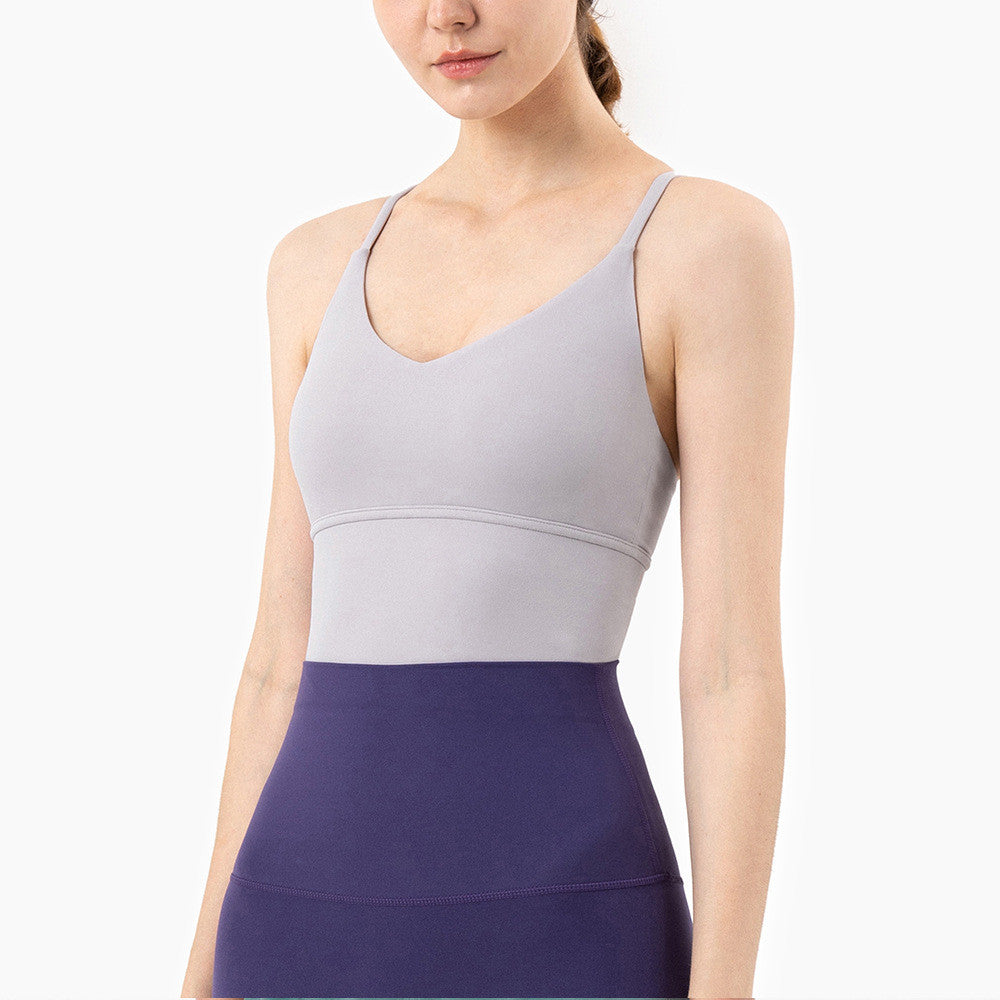 Cross-Back Sports Bra - Wireless Gathered Support with Removable Inserts
