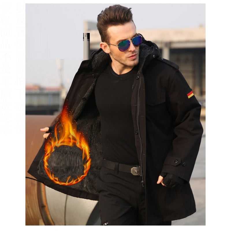 Men's Military Trench Coat - Hooded Stand Collar Cotton Coat