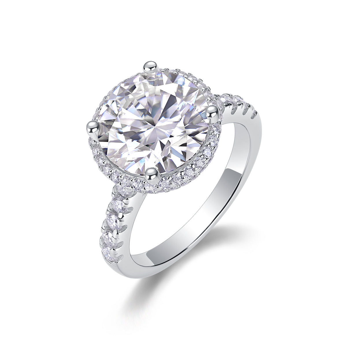 5 Carat Moissanite Sterling Silver Ring - Platinum Plated Wedding Band