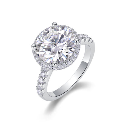 5 Carat Moissanite Sterling Silver Ring - Platinum Plated Wedding Band