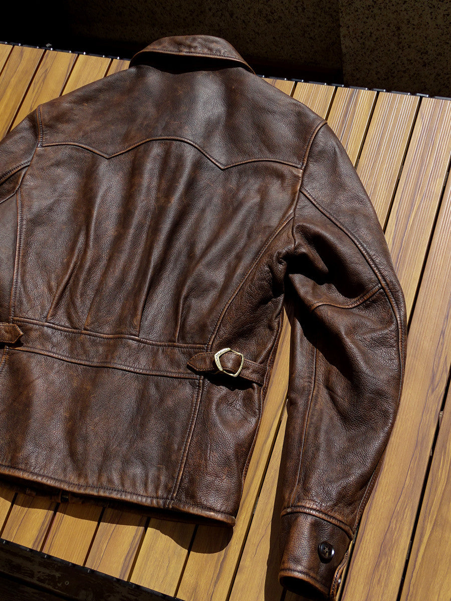 Washed Vintage Soft Leather Coat - Relaxed Fit Jacket