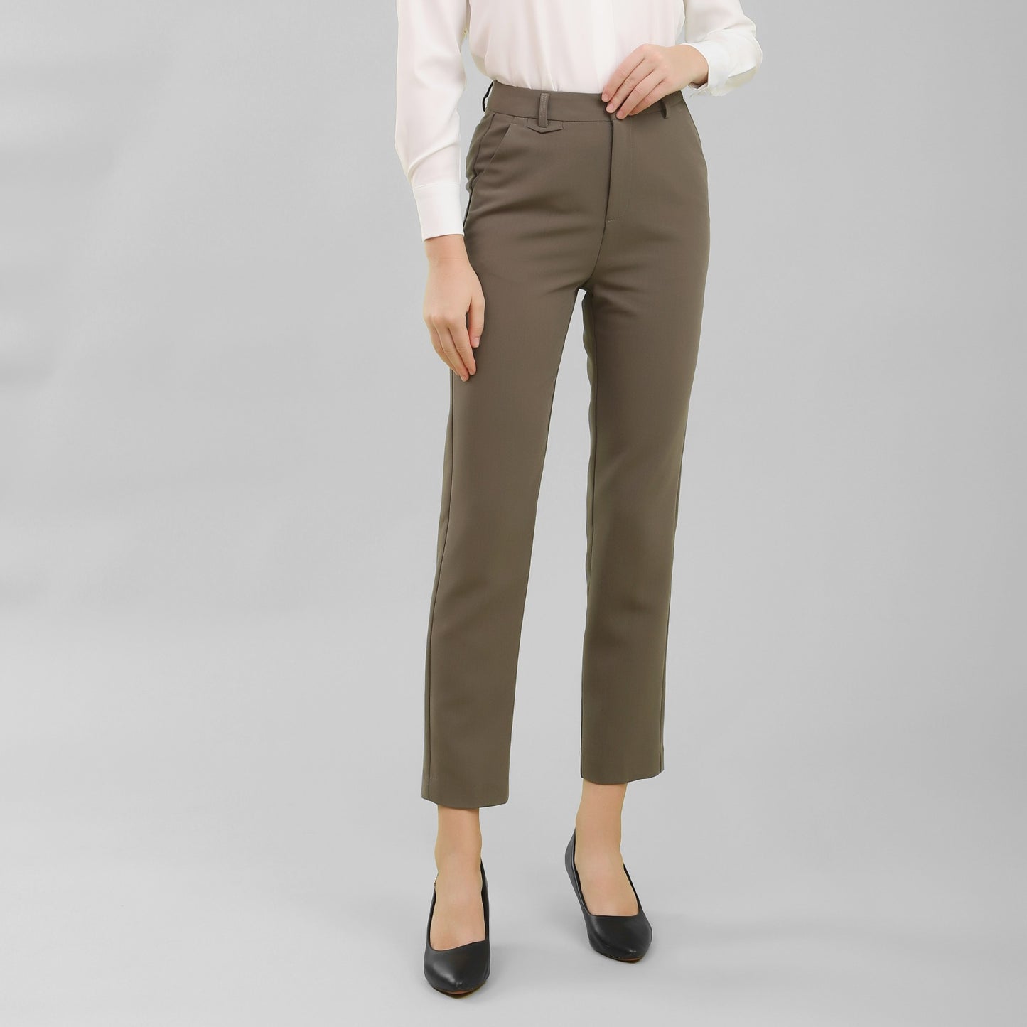 High Waist Straight Leg Professional Suit Pants - Women's Nine-Point Trousers
