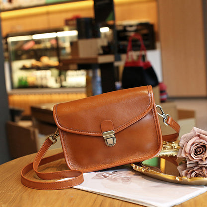Genuine Leather Crossbody Messenger Bag - First Layer Cowhide with Multiple Compartments