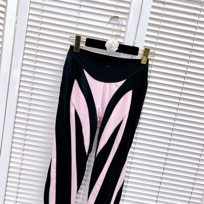 Fashion Mesh Stitching Cropped Leggings - Polyester Activewear